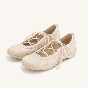 JW PEI Caitlin Lace up Ballerina Sneakers Beige